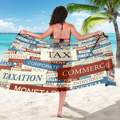 Accounting Financial Pattern Print Design 01 Sarong Pareo Wrap