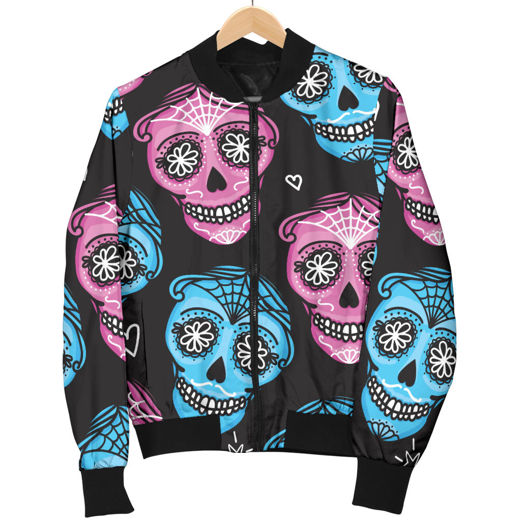 Day of the Dead Skull Print Pattern Men Bomber Jacket