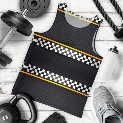 Checkered Flag Yellow Line Style Men Tank Top