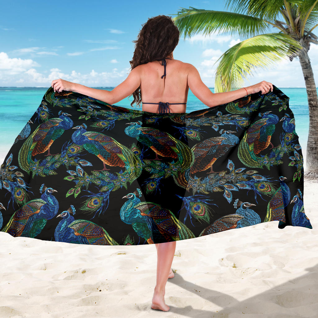 Peacock Pattern Print Design A04 Sarong Pareo Wrap