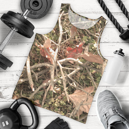 Camouflage Realistic Tree Authumn Print Men Tank Top