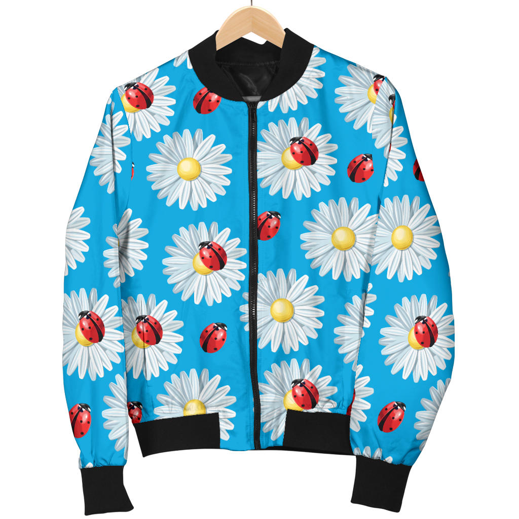 Ladybug with Daisy Themed Print Pattern Men Bomber Jacket