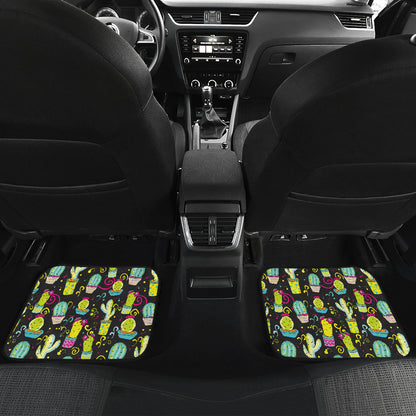 Cactus Neon Style Print Pattern Car Floor Mats Front Back
