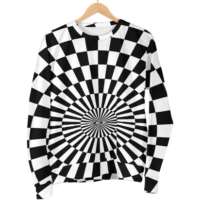 Checkered Flag Optical illusion Men Long Sleeve Sweatshirt