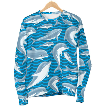 Dolphin Cute Print Pattern Men Long Sleeve Sweatshirt