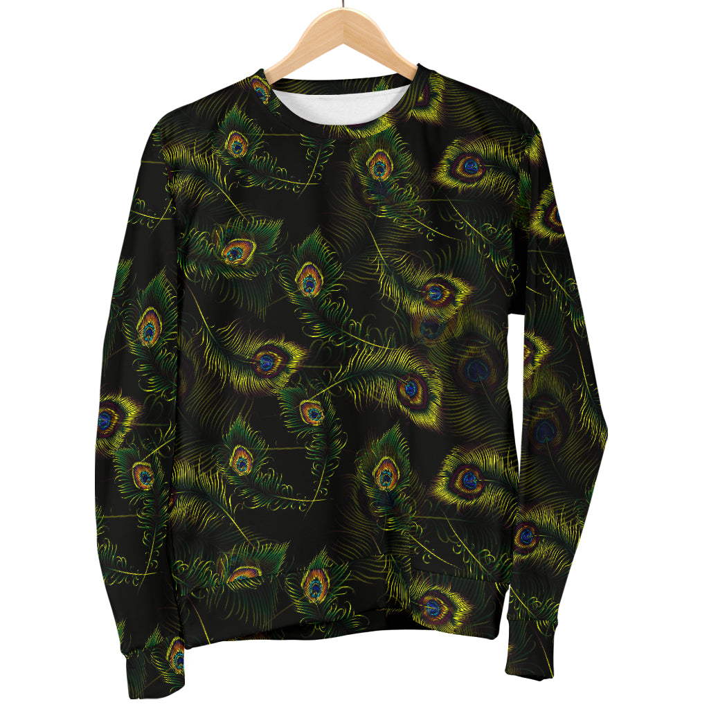 Peacock Feather Pattern Design Print Men Long Sleeve Sweatshirt
