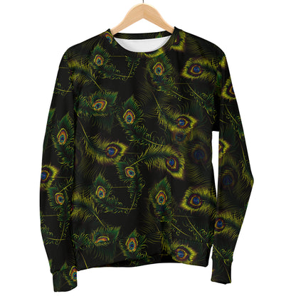 Peacock Feather Pattern Design Print Men Long Sleeve Sweatshirt