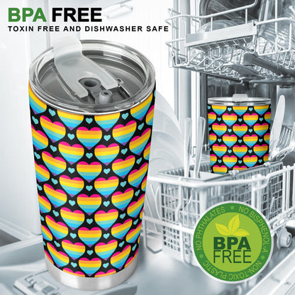 Rainbow Heart Print Pattern Tumbler