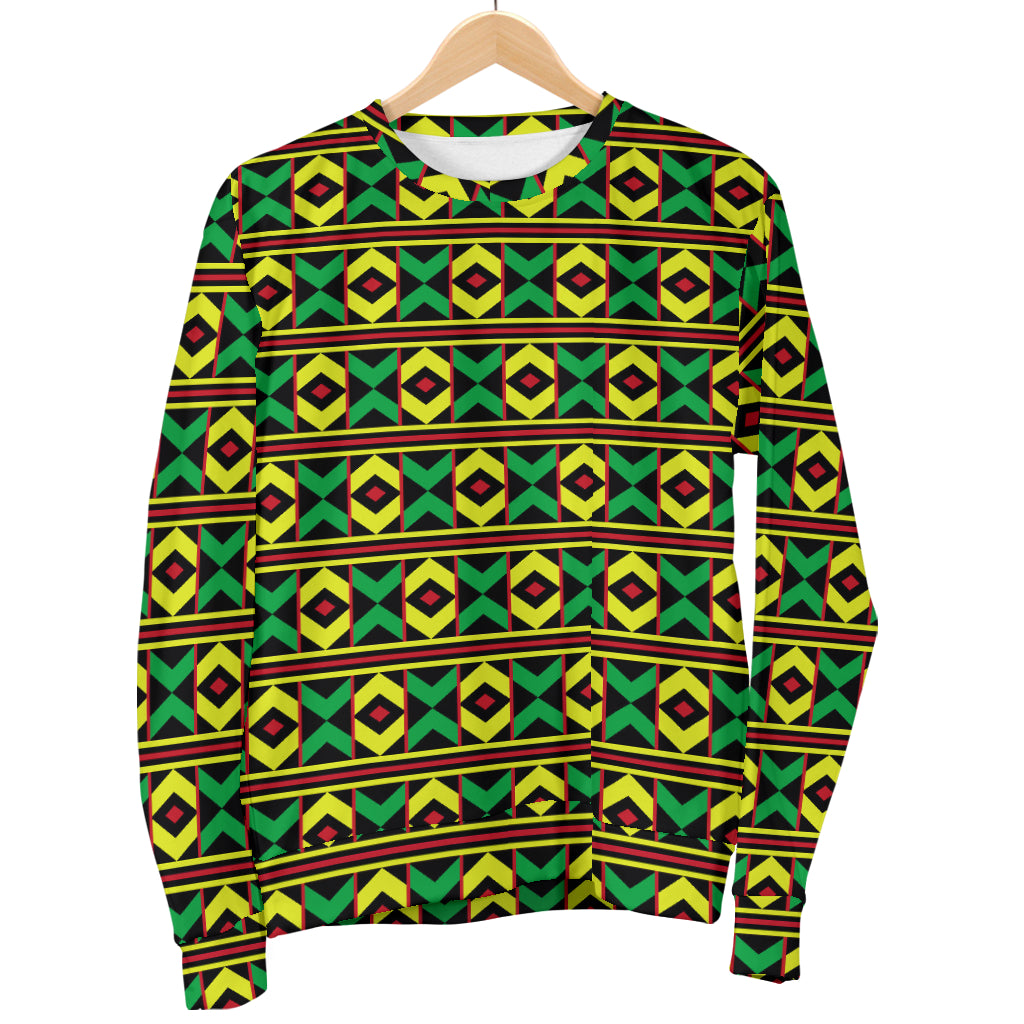 African Geometric Print Pattern Men Long Sleeve Sweatshirt