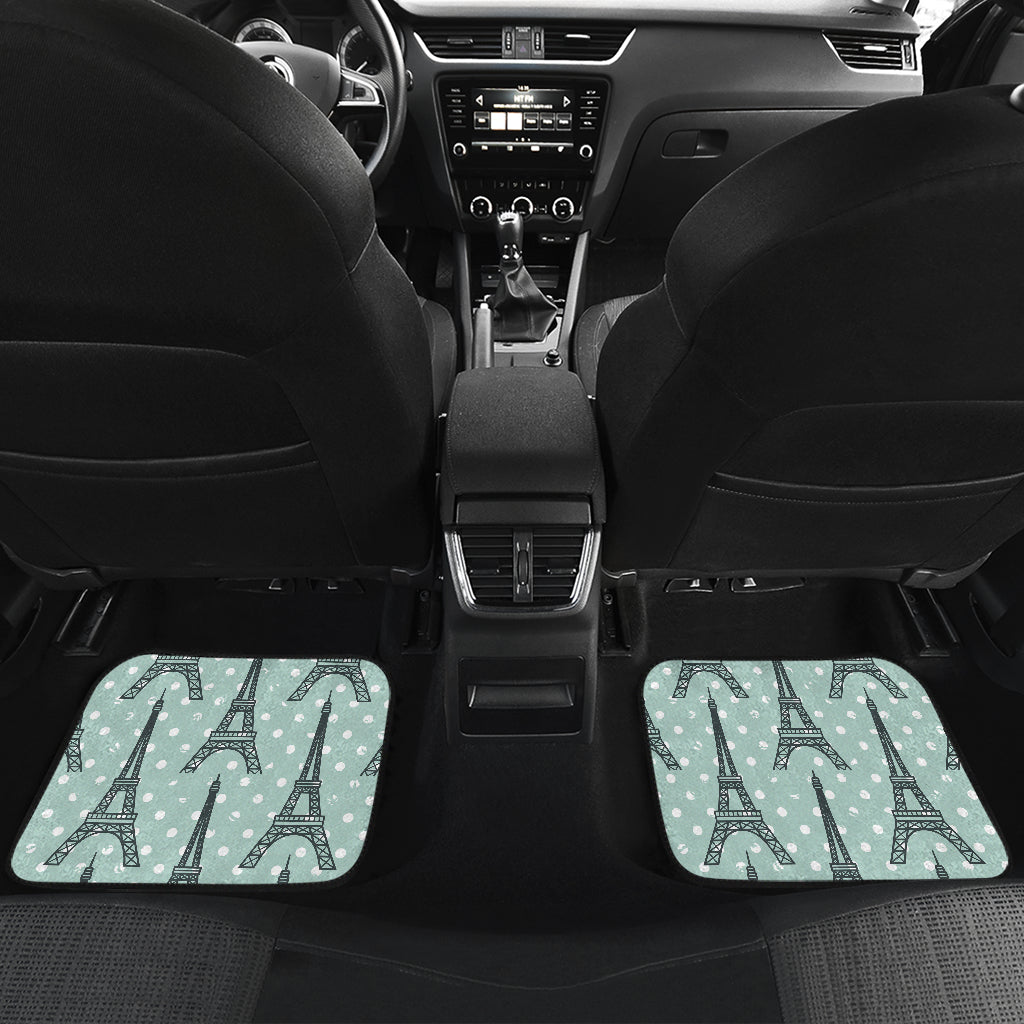 Eiffel Tower Polka Dot Print Car Floor Mats Front Back