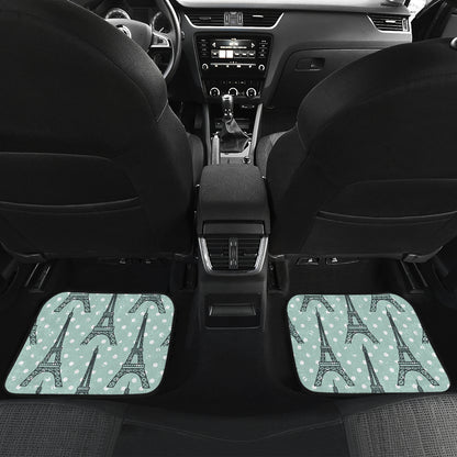 Eiffel Tower Polka Dot Print Car Floor Mats Front Back