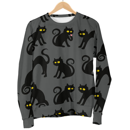 Black Cat Cute Print Pattern Women Long Sleeve Sweatshirt