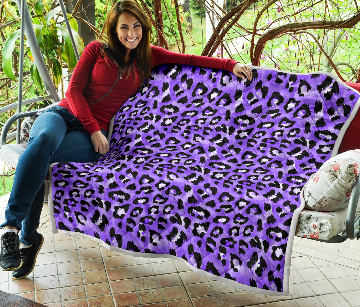 Leopard Purple Skin Print Quilt Bedspread