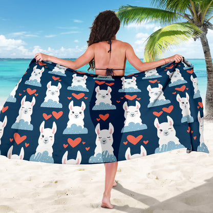 Alpaca Love Pattern Print Design 05 Sarong Pareo Wrap