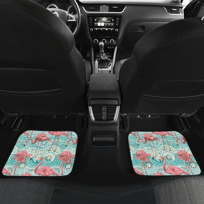 Flamingo Background Themed Print Car Floor Mats Front Back