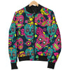 Sugar Skull Floral Design Themed Print Men Bomber Jacket