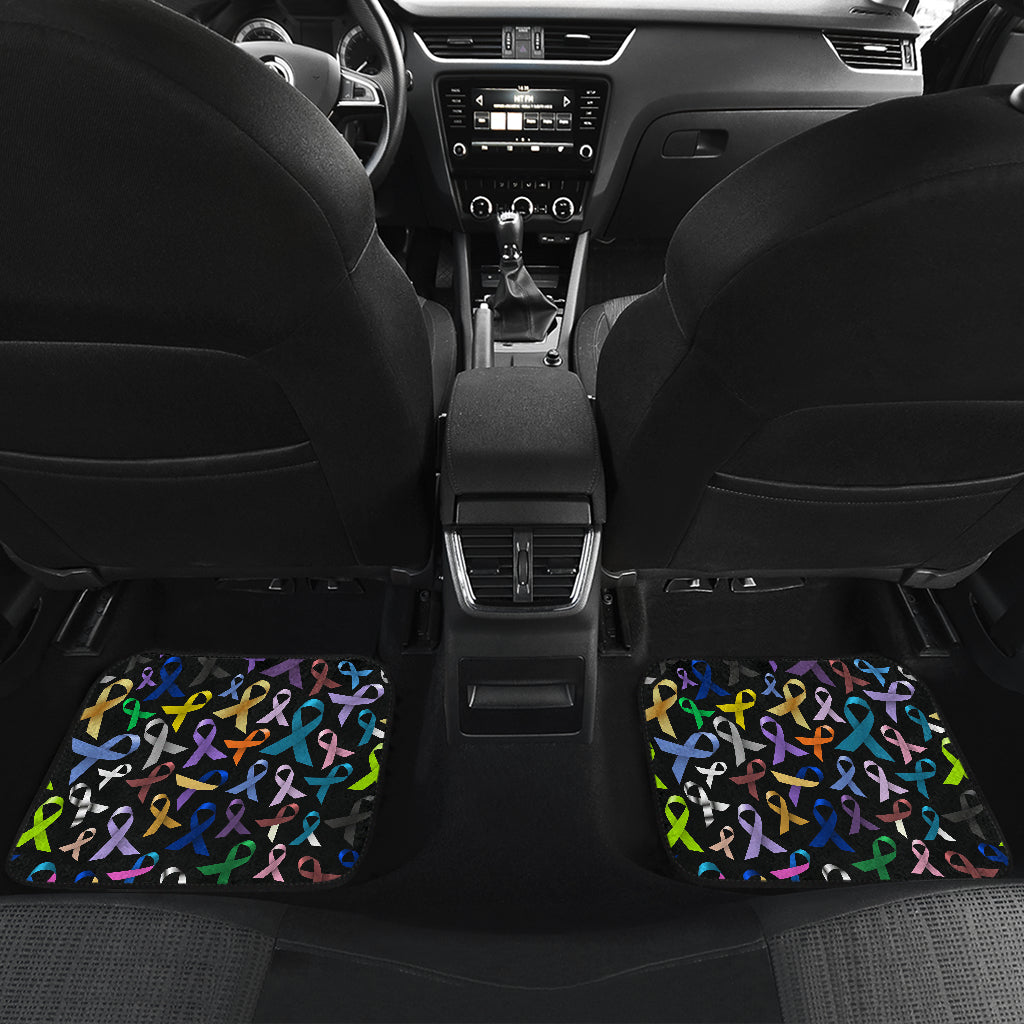 Breast Cancer Awareness Colorful Print Car Floor Mats Front Back