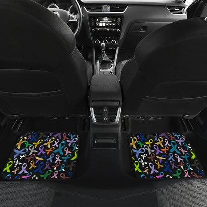 Breast Cancer Awareness Colorful Print Car Floor Mats Front Back