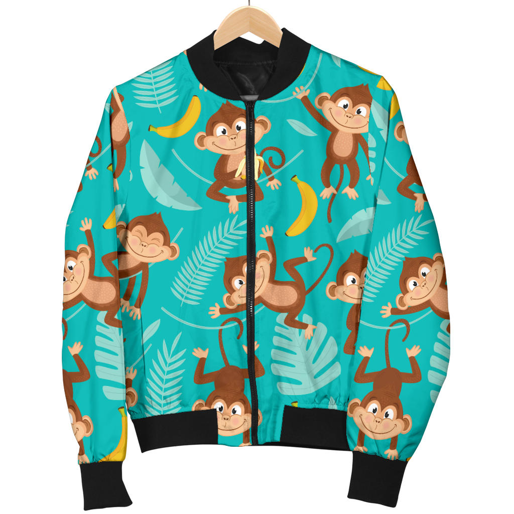 Monkey Happy Design Themed Print Men Bomber Jacket