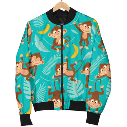 Monkey Happy Design Themed Print Men Bomber Jacket