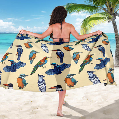 Kingfisher Bird Pattern Print Design 04 Sarong Pareo Wrap