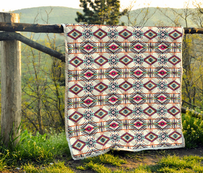 Indian Navajo Art Themed Design Print Quilt Bedspread
