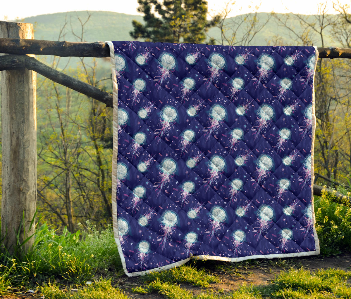 Jellyfish Cute Design Quilt Bedspread