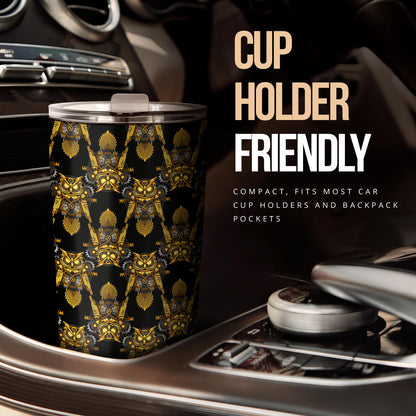 Steampunk Gold Owl Design Themed Print Tumbler