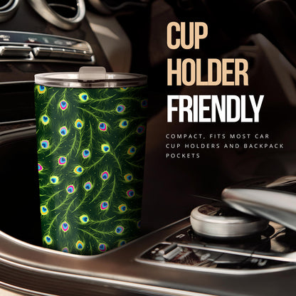 Peacock Feather Green Design Print Tumbler