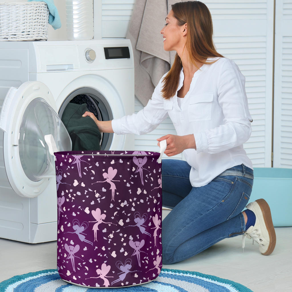 Fairy Pink Print Pattern Laundry Basket