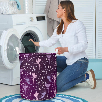 Fairy Pink Print Pattern Laundry Basket