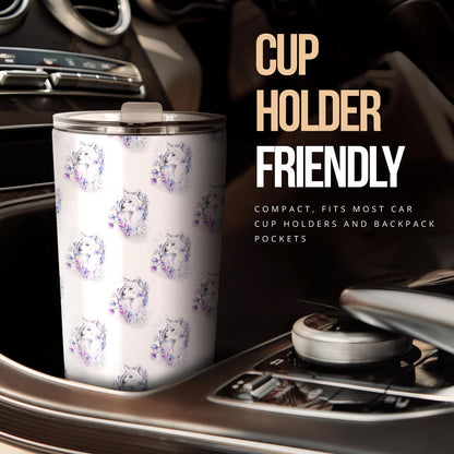 Wolf with Flower Print Design Tumbler