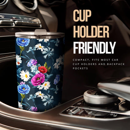 Floral Blue Themed Print Tumbler