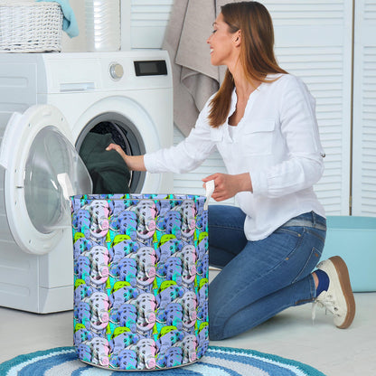 Elephant Art color Print Pattern Laundry Basket