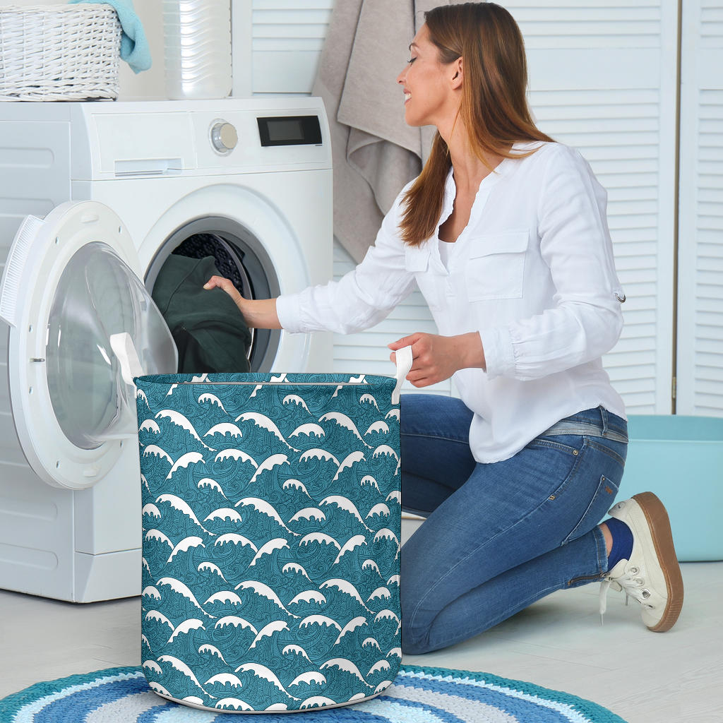 Surf Wave Tribal Design Laundry Basket
