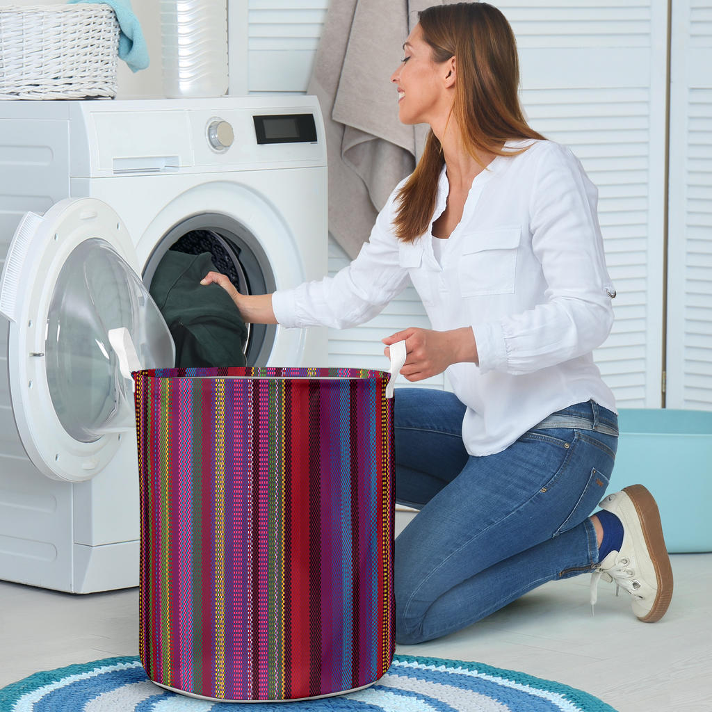 Serape Stripe Print Laundry Basket