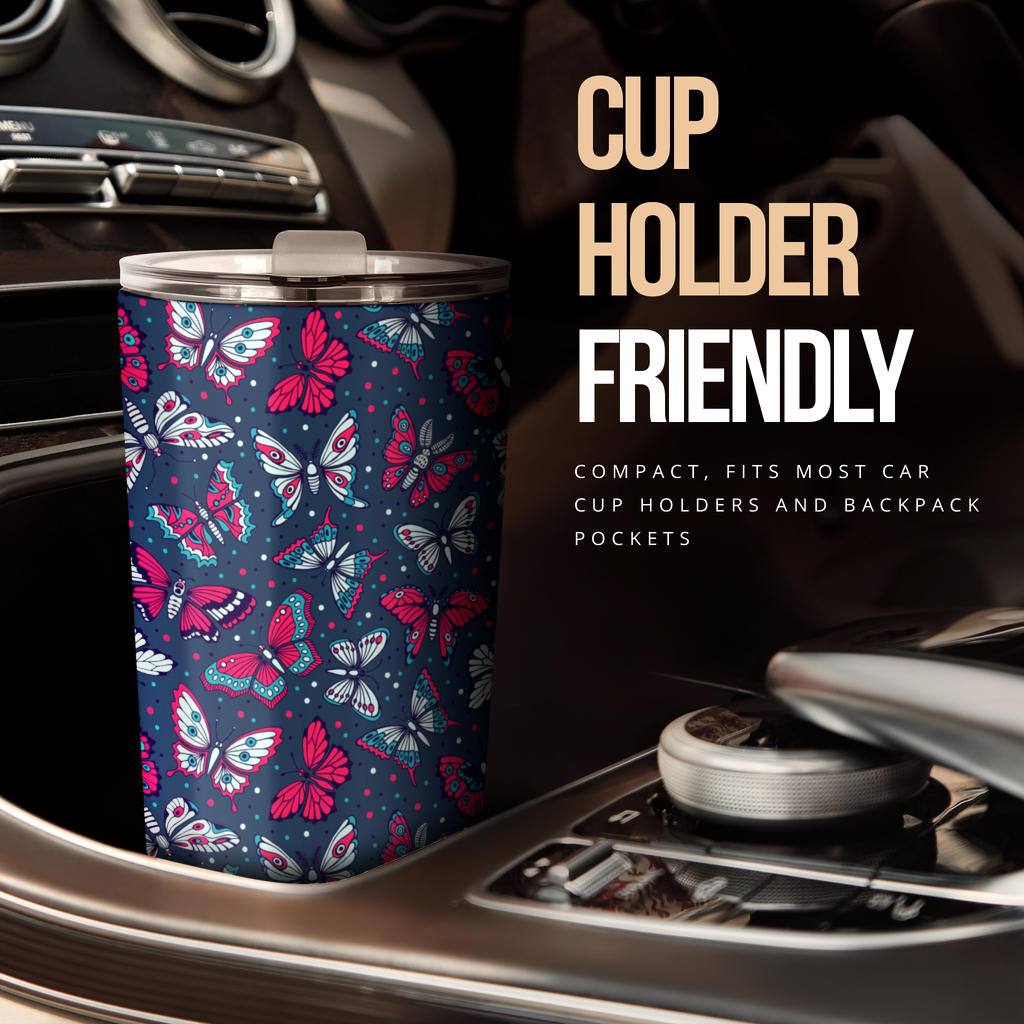 Butterfly Red Deep Blue Print Pattern Tumbler