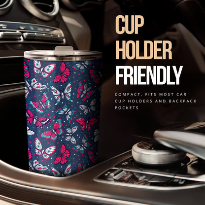 Butterfly Red Deep Blue Print Pattern Tumbler