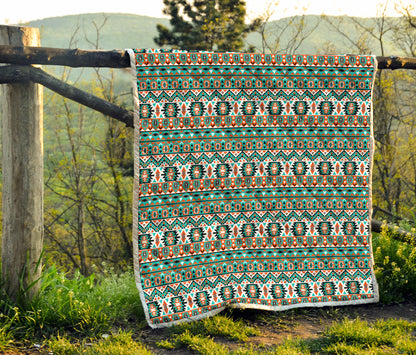 Indian Navajo Ethnic Themed Design Print Quilt Bedspread