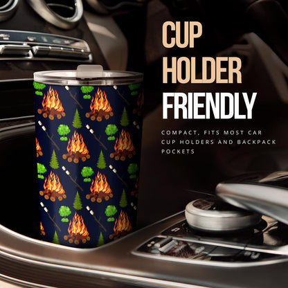 Camfire marshmallow Camping Design Print Tumbler