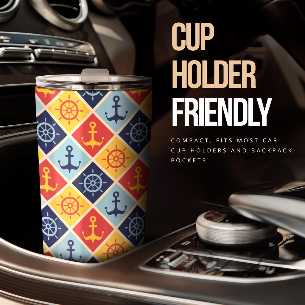 Nautical Pattern Design Themed Print Tumbler
