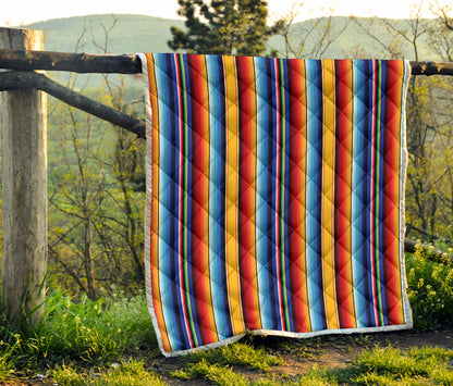 Mexican Blanket Stripe Print Pattern Quilt Bedspread