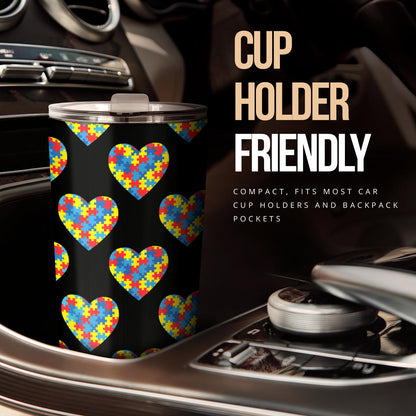 Autism Awareness Heart Design Print Tumbler