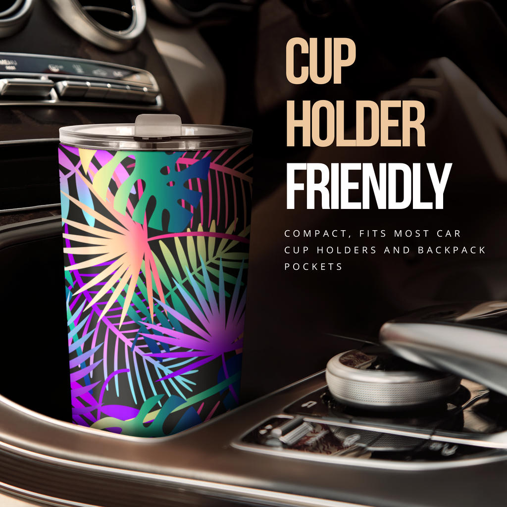 Neon Flower Tropical Palm Leaves Tumbler