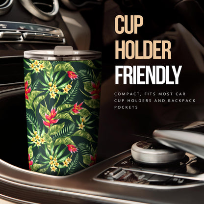 Tropical Folower Red Heliconia Print Tumbler