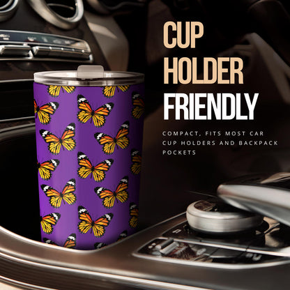 Monarch Butterfly Purple Print Pattern Tumbler