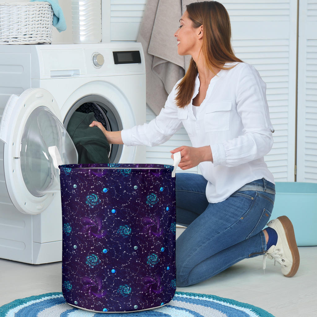 Zodiac Galaxy Design Print Laundry Basket