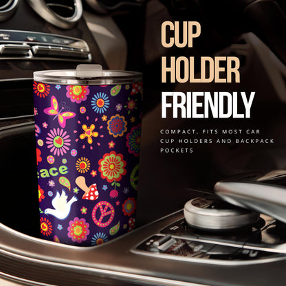 Flower Power Peace Design Print Tumbler