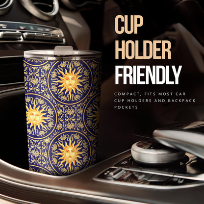 Celestial Gold Sun Face Tumbler