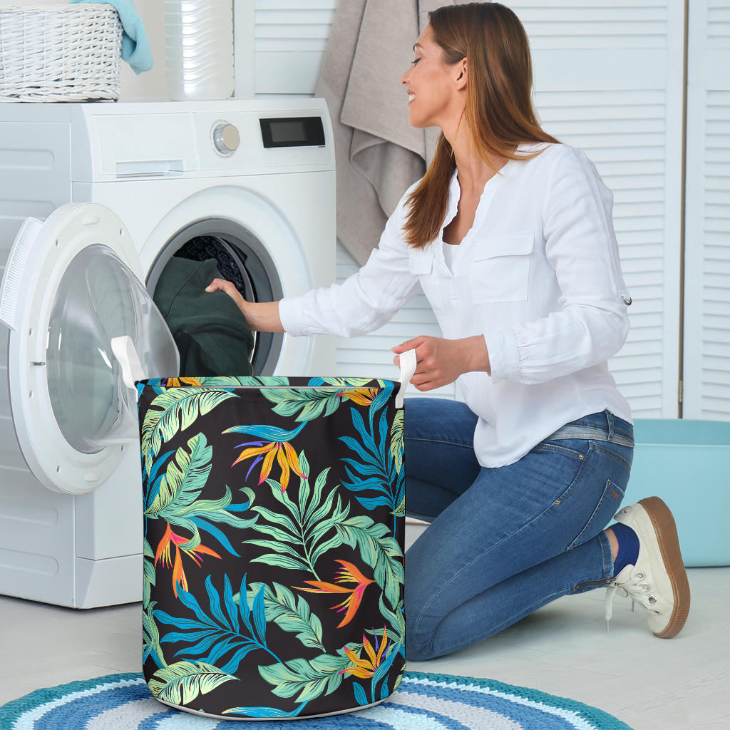 Tropical Palm Leaves Hawaiian Flower Laundry Basket